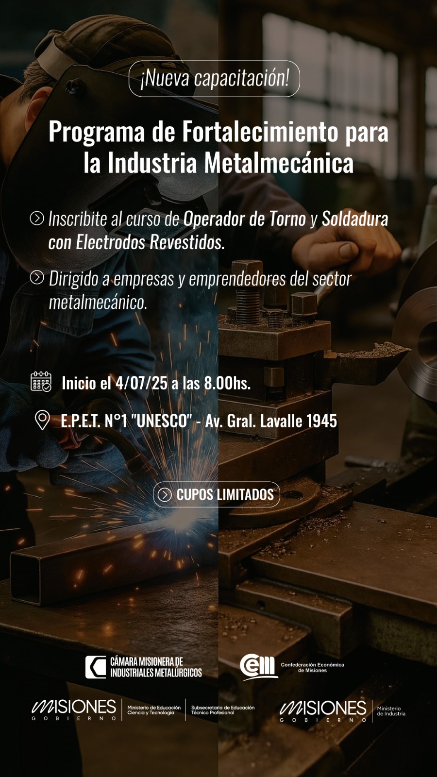 Abren las inscripciones para una nueva capacitación en oficios metalmecánicos en Misiones